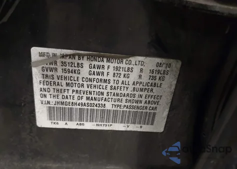 2010 Honda Fit Sport из США, поврежденный, VIN JHMGE8H49AS024338